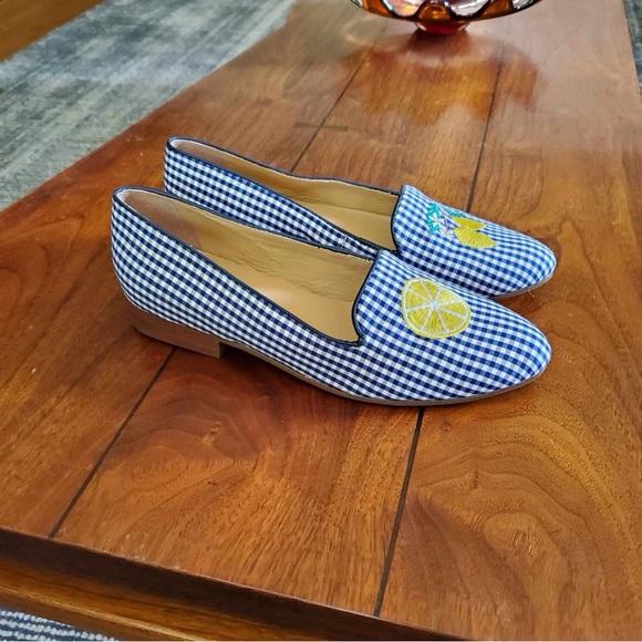 Jack Rogers Gingham Embroidered Lemon Loafers Size 7 - Picture 7 of 8